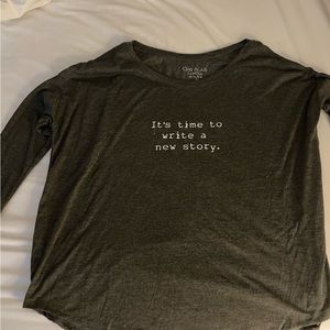 New sz large Om and Ah long sleeve tee shirt. Grey/Gray with white lettering.